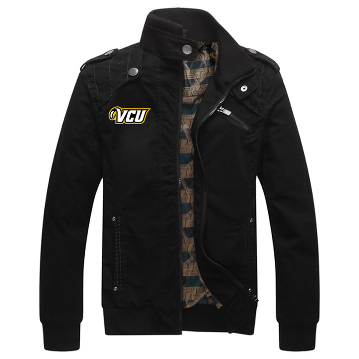 Men's Virginia Commonwealth Rams Dwar Casual Washed Cotton Military Outdoor Jackets with Shoulder Straps