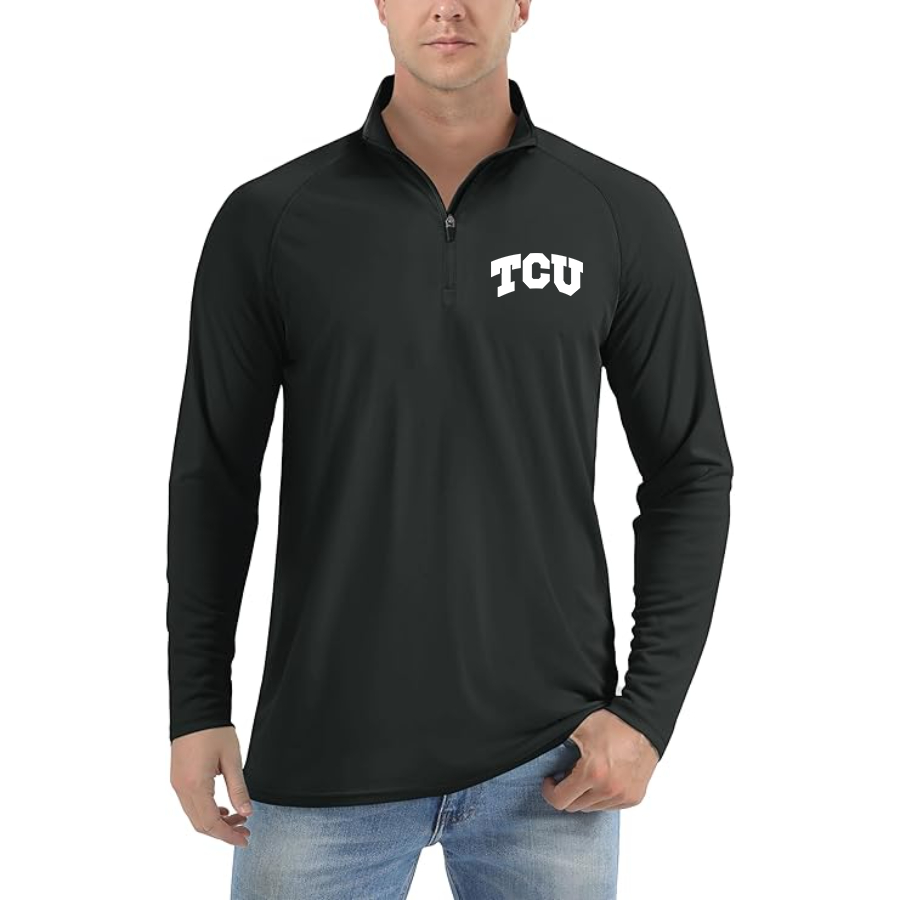 Men's TCU Horned Frogs Lightweight Quarter-Zip Athletic Shirt Long Sleeve Performance Wear