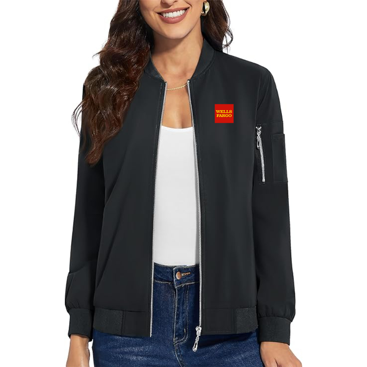 Women's Wells Fargo   Premium Bomber Jacket with Polished Detailing and Functional Sleeve Pocket Modern Luxury Outerwear