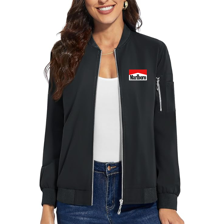 Women's Marlboro  Premium Bomber Jacket with Polished Detailing and Functional Sleeve Pocket Modern Luxury Outerwear