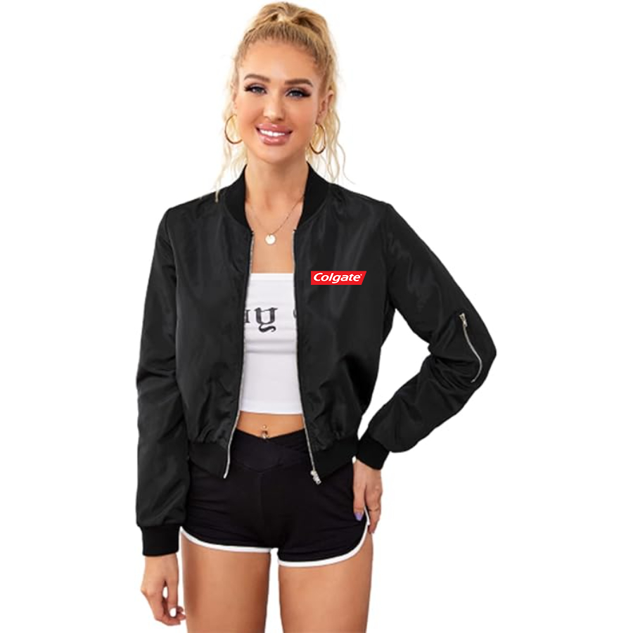 Women's Colgate Lightweight Bomber Biker Jacket Zip up Windbreaker Crop Bomber Jacket Coat