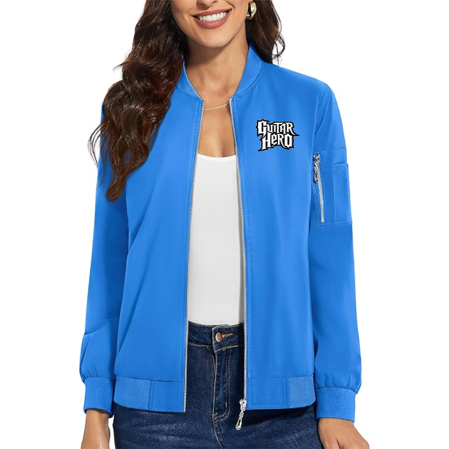 Women's Guitar hero Premium Bomber Jacket with Polished Detailing and Functional Sleeve Pocket Modern Luxury Outerwear