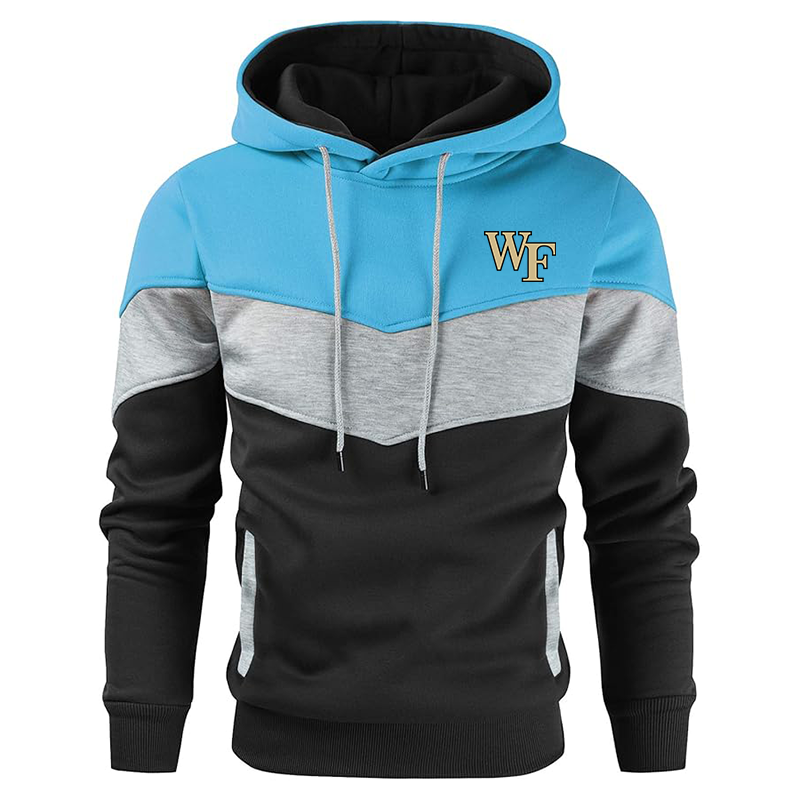 Men's Wake Forest Demon Deacons Gesean Novelty Color Block Pullover Fleece Hoodie Long Sleeve Casual Sweatshirt with Pocket