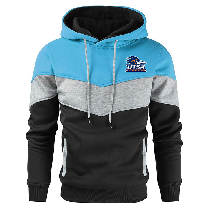 Men's Texas SA Roadrunners Gesean Novelty Color Block Pullover Fleece Hoodie Long Sleeve Casual Sweatshirt with Pocket