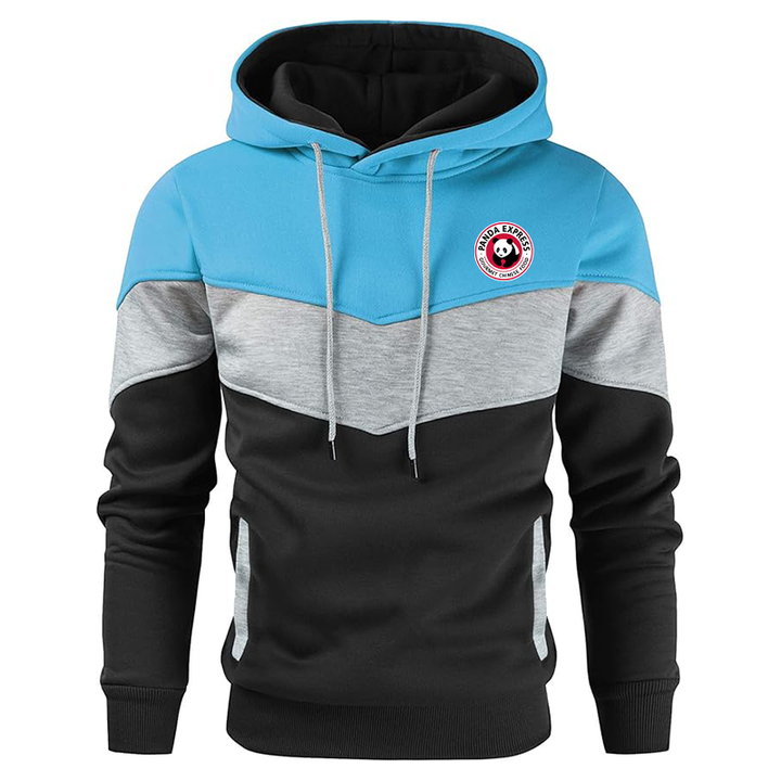 Men's Panda Express Gesean Novelty Color Block Pullover Fleece Hoodie Long Sleeve Casual Sweatshirt with Pocket