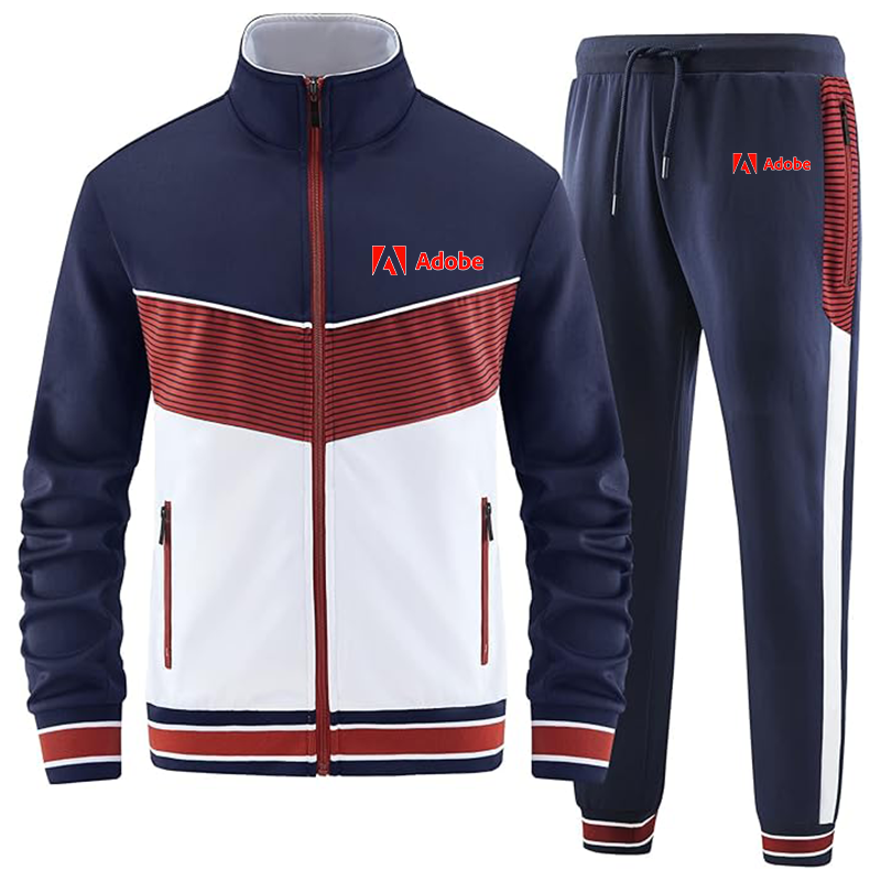 Men's Adobe Corporate  ANOTWENER Casual 2 Piece Tracksuit Sets Long Sleeve Full Zip Jacket and Sweatpants Sport Outfits Sweatsuits