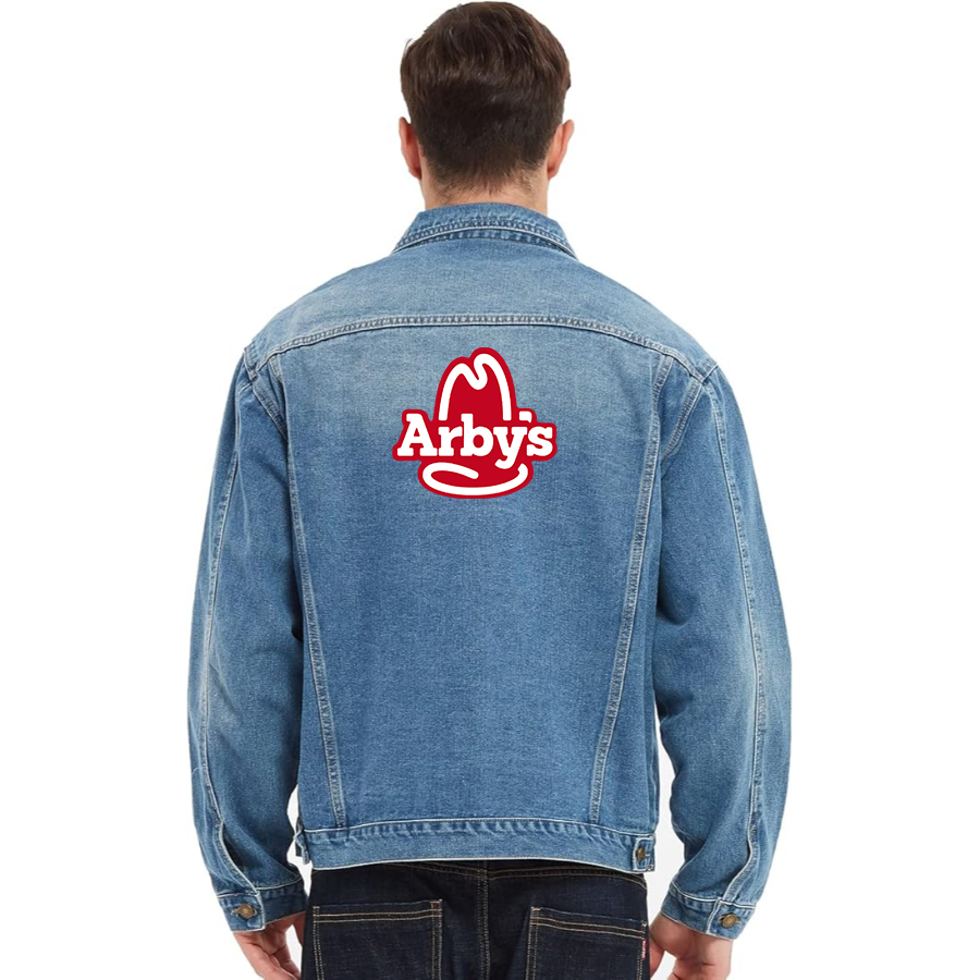 Men's Arbys Vintage Distressed Denim Jacket  Stylish Casual Jean Outerwear