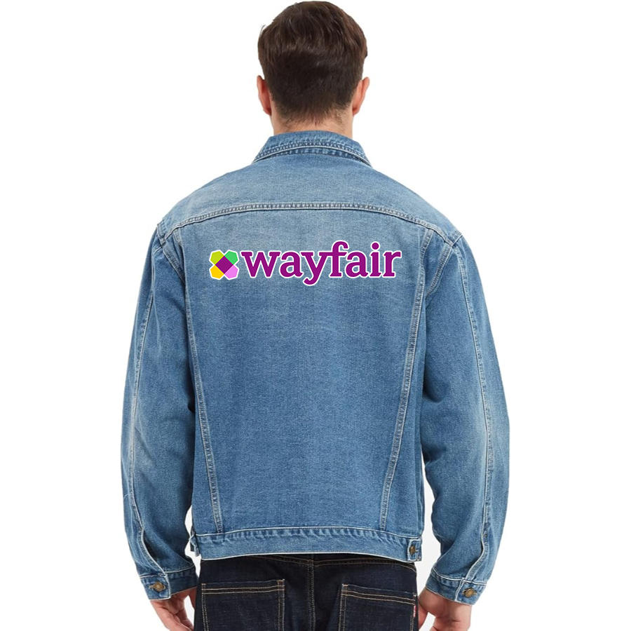 Men's Wayfair Vintage Distressed Denim Jacket  Stylish Casual Jean Outerwear