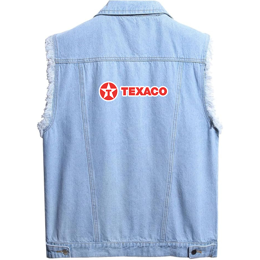 Men's Texaco Sleeveless Distressed Denim Vest  Rugged Black Jean Jacket