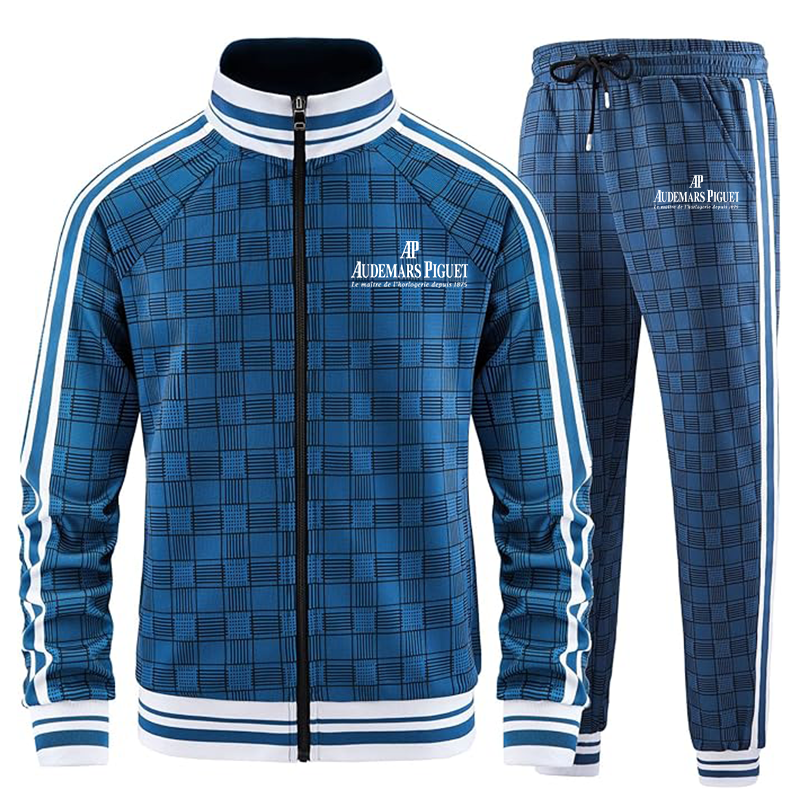 Men's Audemars Piguet Tracksuits Full-zip Long Sleeve Plaid Track Jackets and Pants 2 Piece