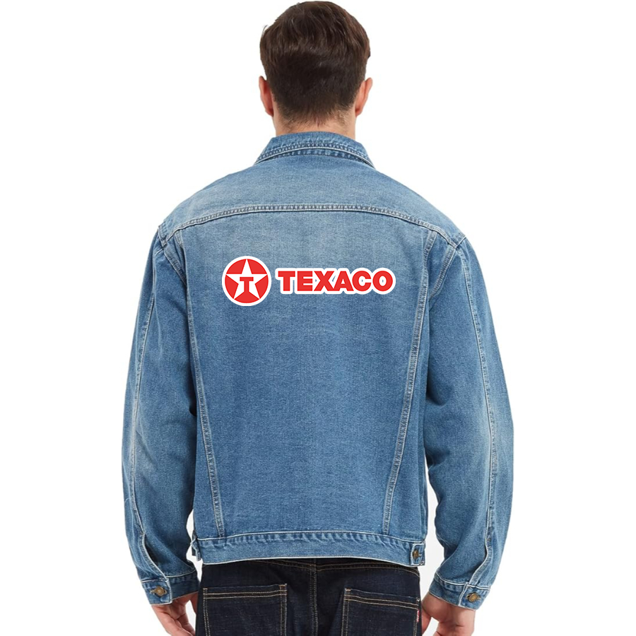 Men's Texaco Vintage Distressed Denim Jacket  Stylish Casual Jean Outerwear