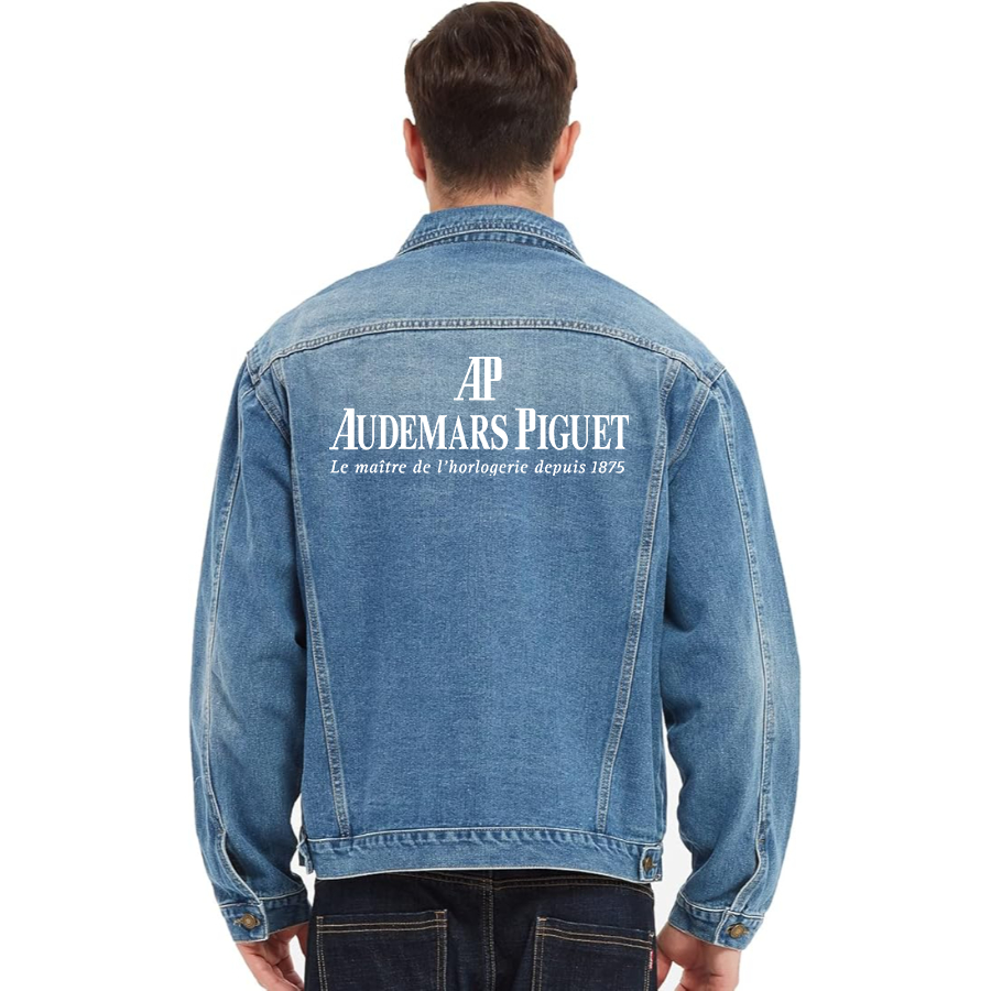 Men's Audemars Piguet  Vintage Distressed Denim Jacket  Stylish Casual Jean Outerwear