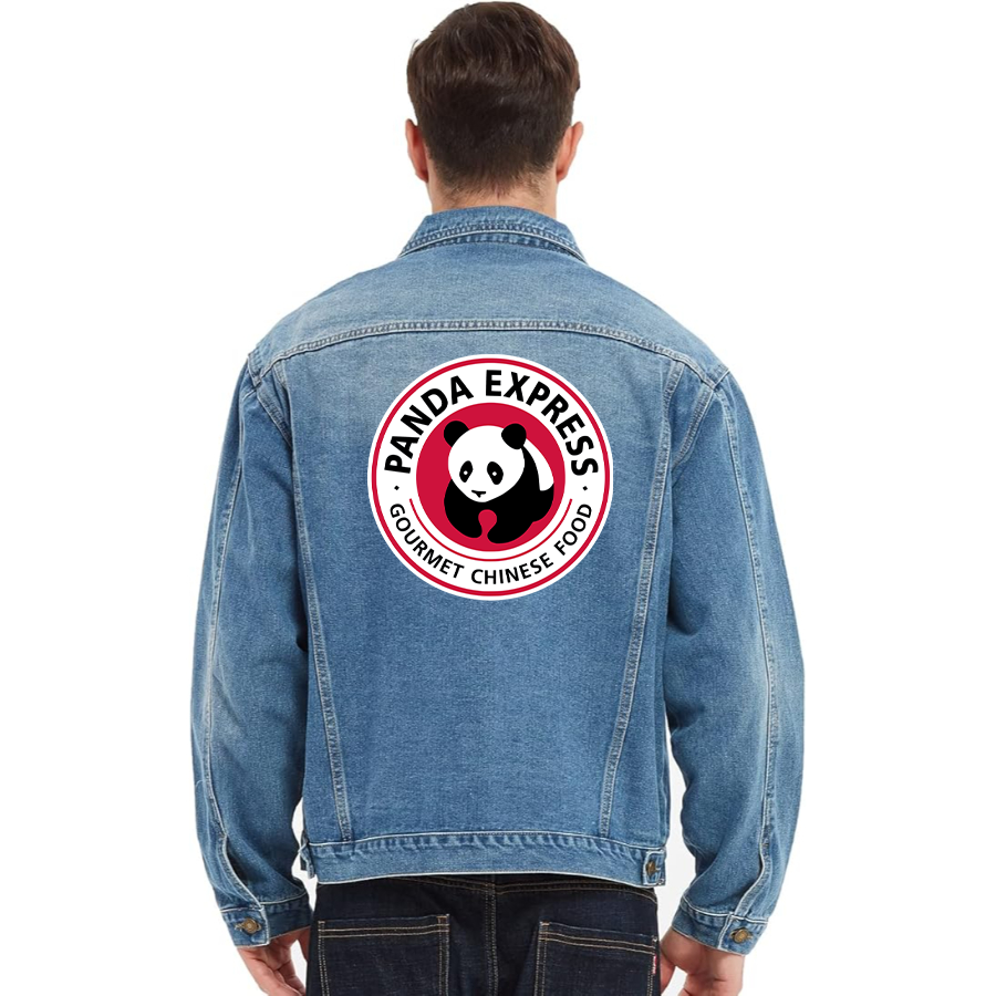 Men's Panda Express Vintage Distressed Denim Jacket  Stylish Casual Jean Outerwear