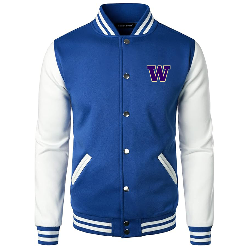 Men’s Washington Huskies Varsity Baseball Jacket Cotton Blend Letterman Jackets