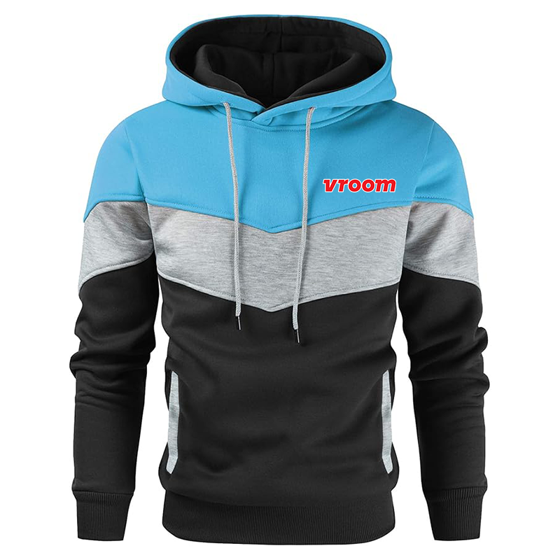 Men's Vroom Gesean Novelty Color Block Pullover Fleece Hoodie Long Sleeve Casual Sweatshirt with Pocket