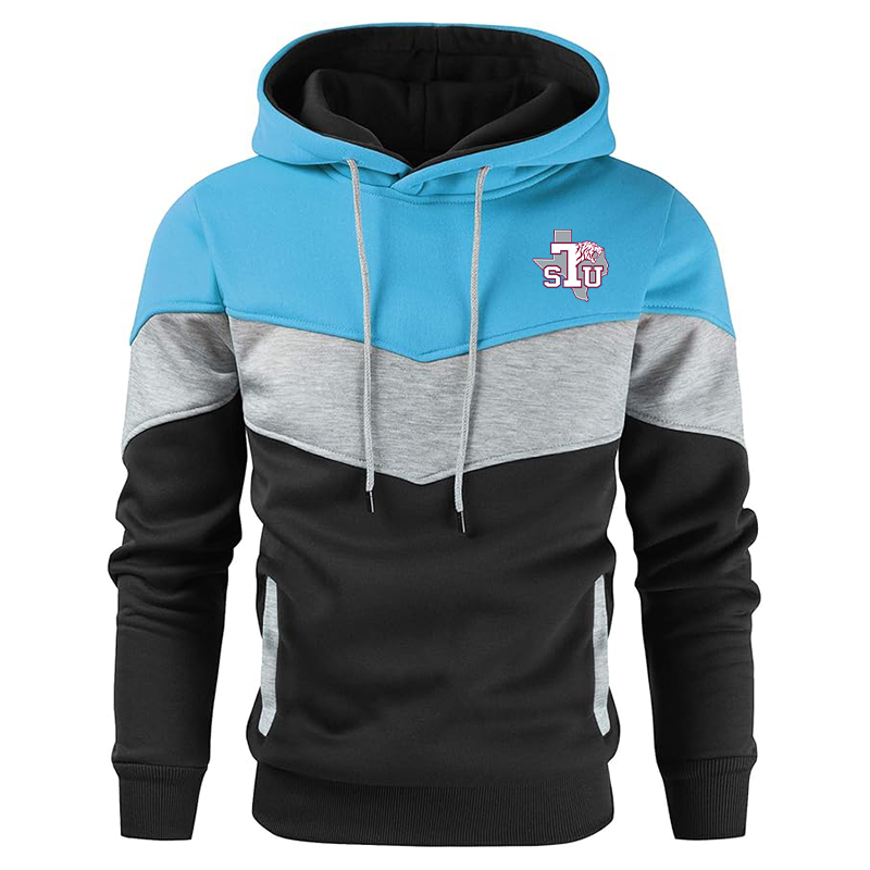 Men's Texas Southern Tigers Gesean Novelty Color Block Pullover Fleece Hoodie Long Sleeve Casual Sweatshirt with Pocket