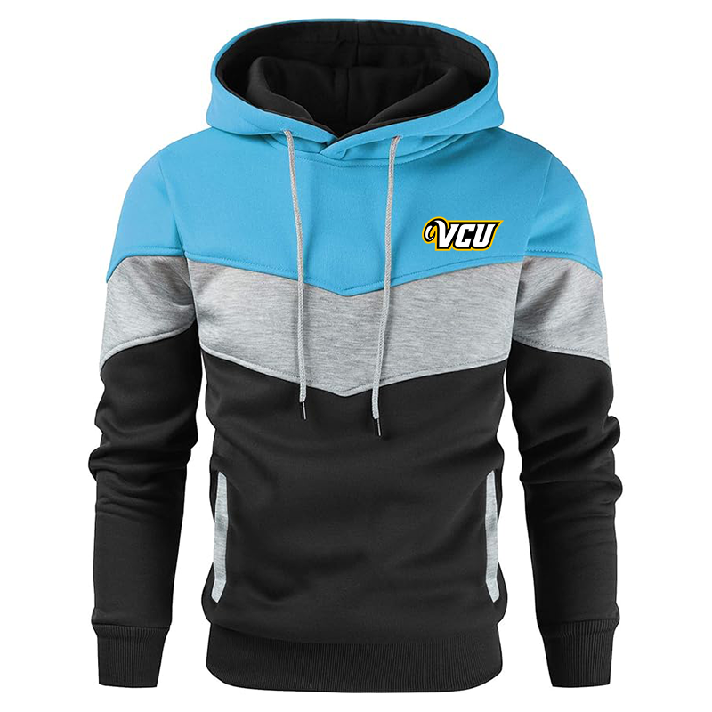 Men's Virginia Commonwealth Rams Gesean Novelty Color Block Pullover Fleece Hoodie Long Sleeve Casual Sweatshirt with Pocket