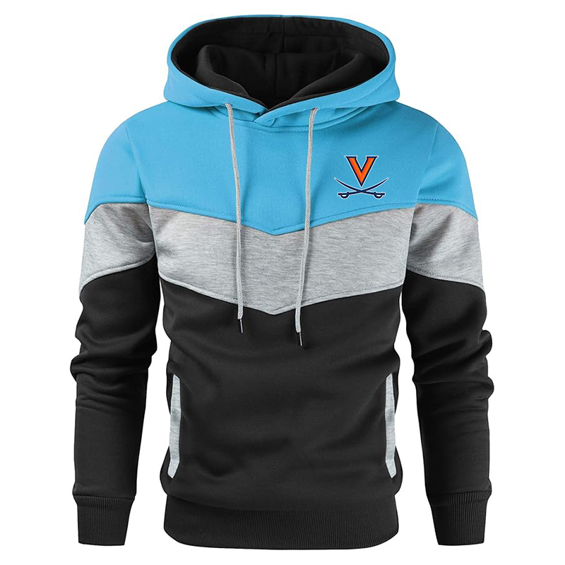 Men's Virginia Cavaliers Gesean Novelty Color Block Pullover Fleece Hoodie Long Sleeve Casual Sweatshirt with Pocket