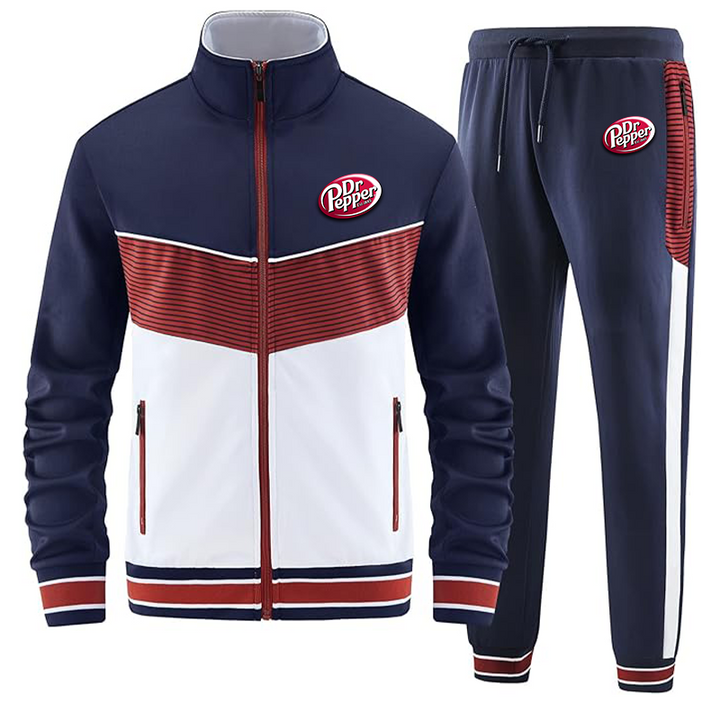 Men's Dr.Pepper ANOTWENER Casual 2 Piece Tracksuit Sets Long Sleeve Full Zip Jacket and Sweatpants Sport Outfits Sweatsuits