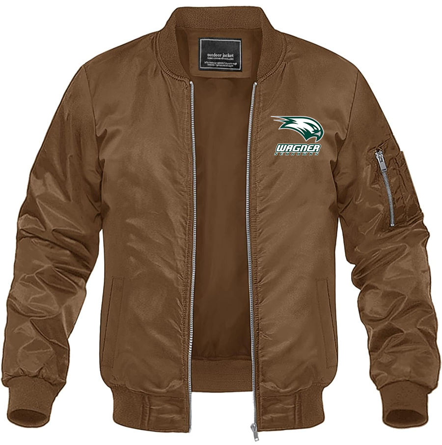 Men's Wagner Seahawks Lightweight Bomber Jacket Windbreaker Softshell Varsity Jacket Coat