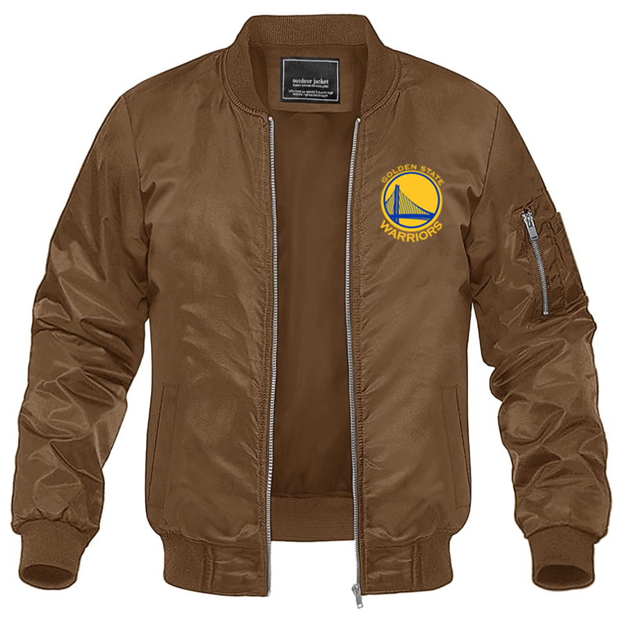 Men's Golden State Warriors Lightweight Bomber Jacket Windbreaker Softshell Varsity Jacket Coat