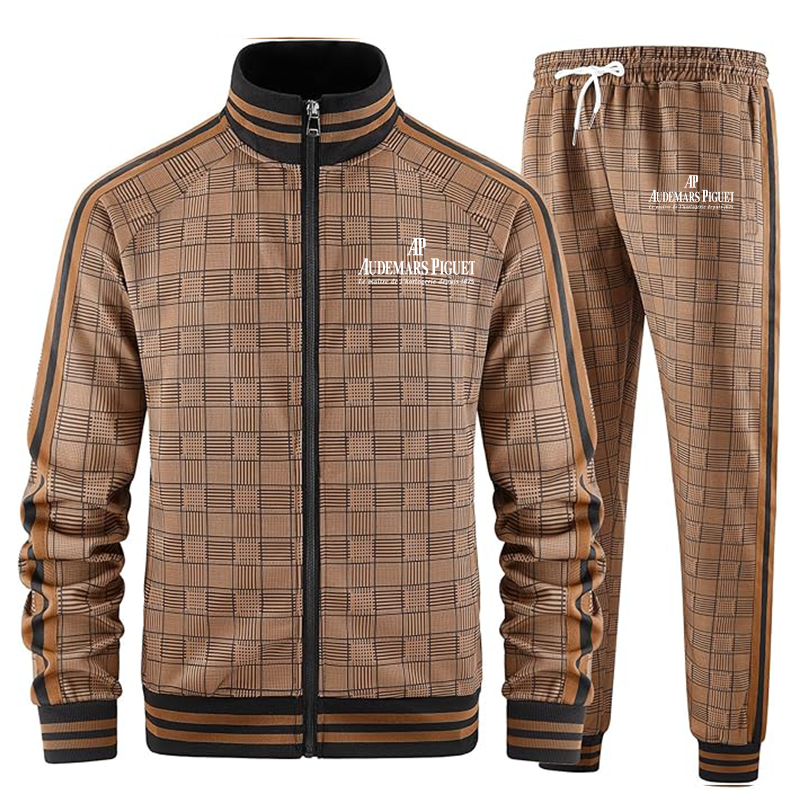 Men's Audemars Piguet Tracksuits Full-zip Long Sleeve Plaid Track Jackets and Pants 2 Piece