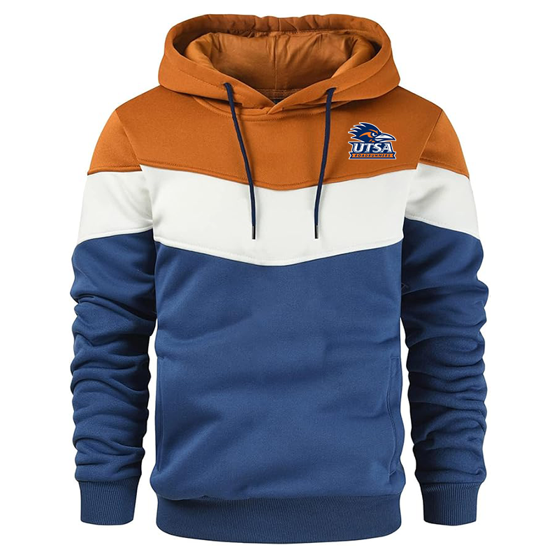 Men's Texas SA Roadrunners Gesean Novelty Color Block Pullover Fleece Hoodie Long Sleeve Casual Sweatshirt with Pocket