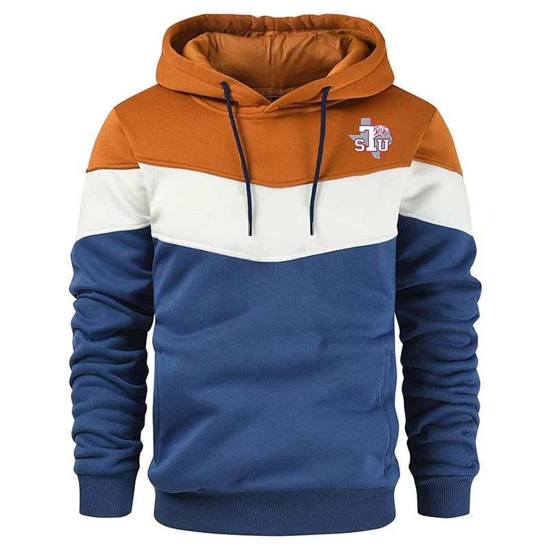 Men's Texas Southern Tigers Gesean Novelty Color Block Pullover Fleece Hoodie Long Sleeve Casual Sweatshirt with Pocket