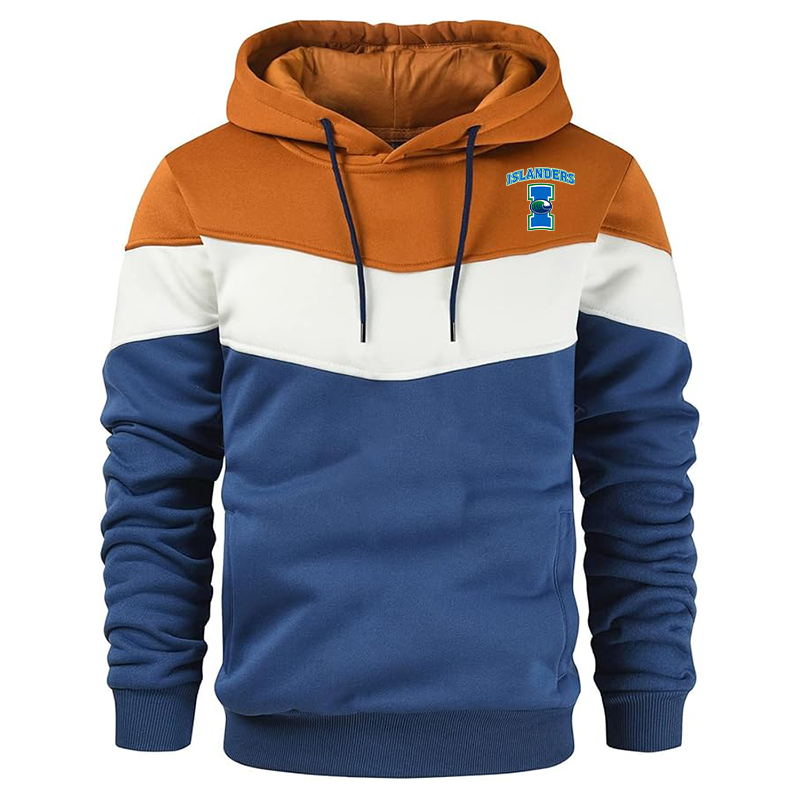 Men's Texas AM CC Islanders  Gesean Novelty Color Block Pullover Fleece Hoodie Long Sleeve Casual Sweatshirt with Pocket