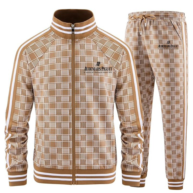 Men's Audemars Piguet Tracksuits Full-zip Long Sleeve Plaid Track Jackets and Pants 2 Piece