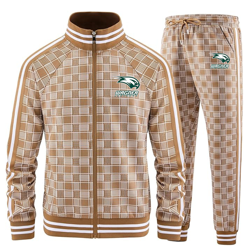 Men's Wagner Seahawks Tracksuits Full-zip Long Sleeve Plaid Track Jackets and Pants 2 Piece