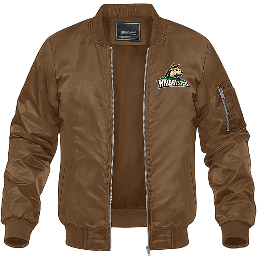 Men's Wright State Raiders Lightweight Bomber Jacket Windbreaker Softshell Varsity Jacket Coat