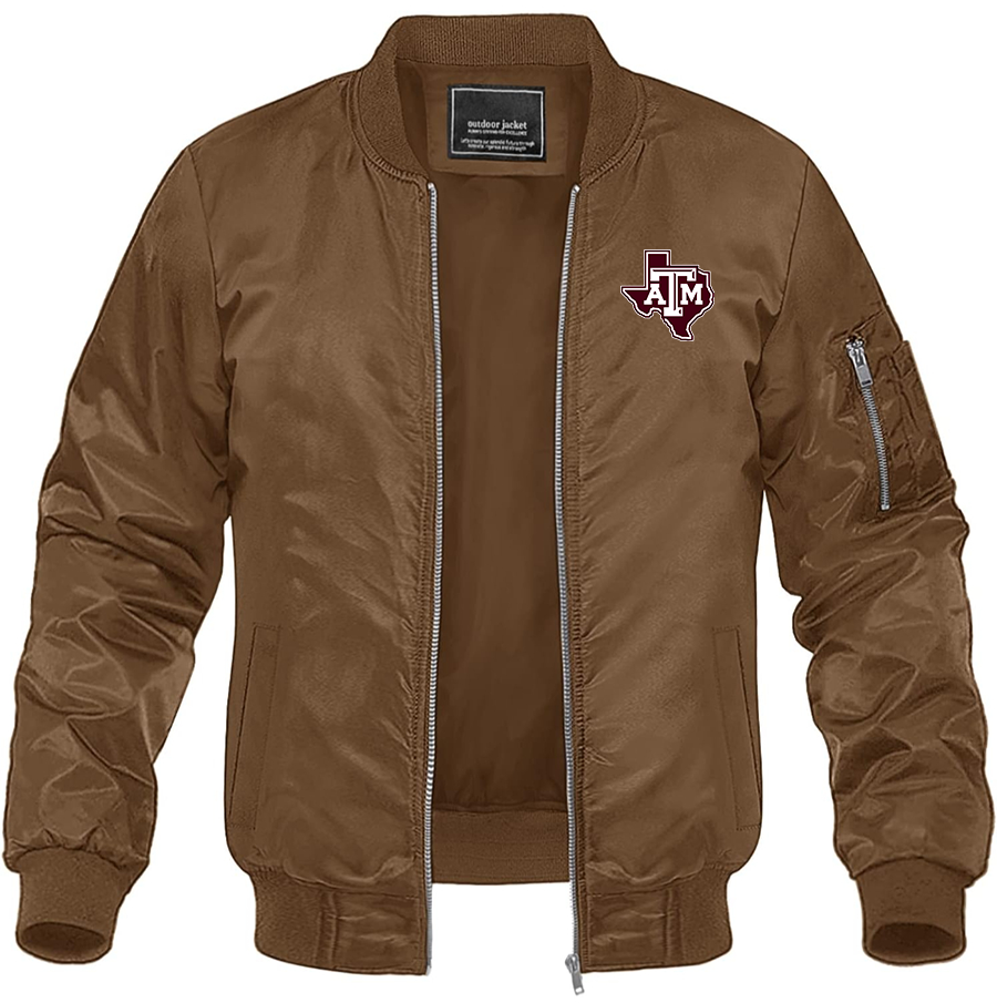 Men's Texas AM Aggies Lightweight Bomber Jacket Windbreaker Softshell Varsity Jacket Coat