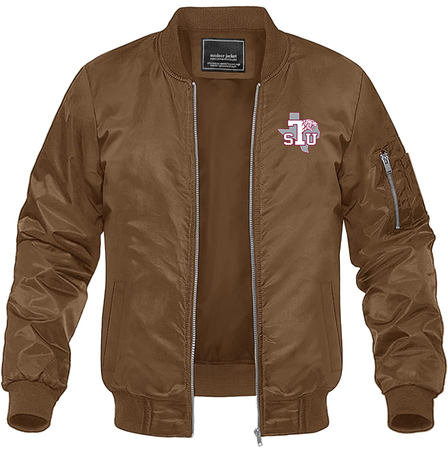 Men's Texas Southern Tigers Lightweight Bomber Jacket Windbreaker Softshell Varsity Jacket Coat