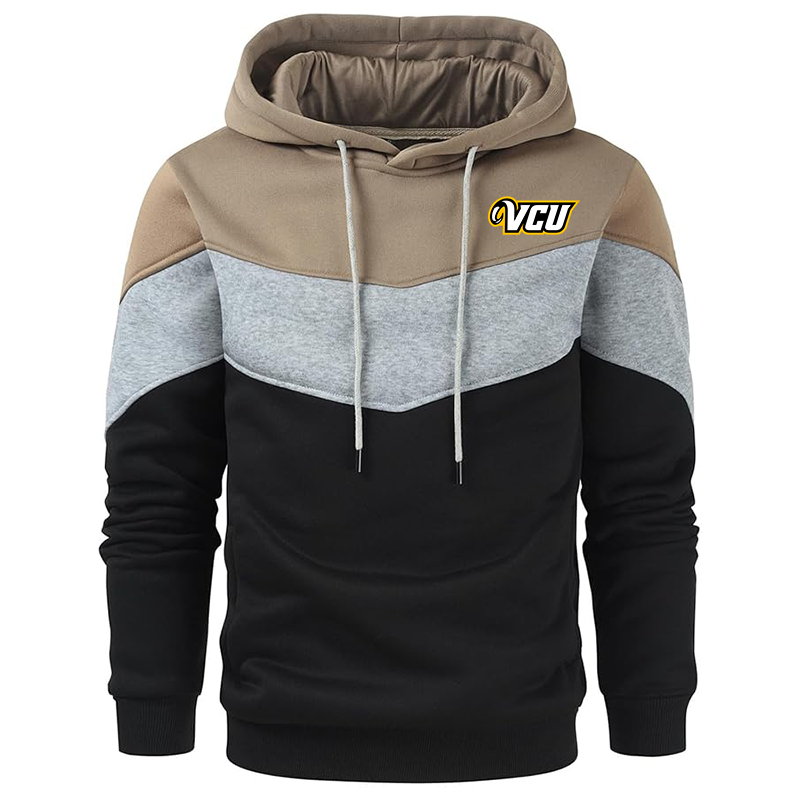 Men's Virginia Commonwealth Rams Gesean Novelty Color Block Pullover Fleece Hoodie Long Sleeve Casual Sweatshirt with Pocket