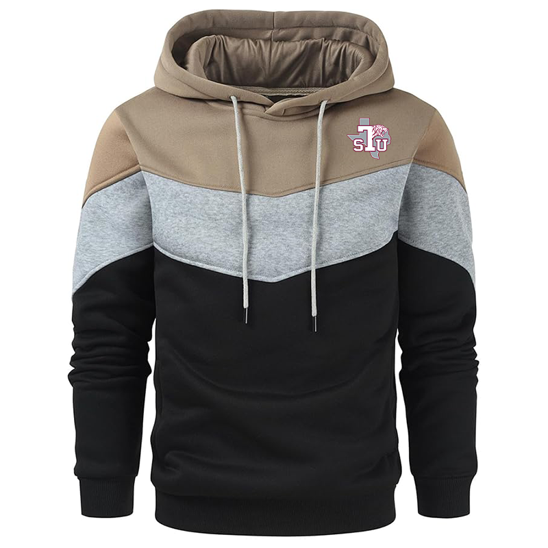 Men's Texas Southern Tigers Gesean Novelty Color Block Pullover Fleece Hoodie Long Sleeve Casual Sweatshirt with Pocket