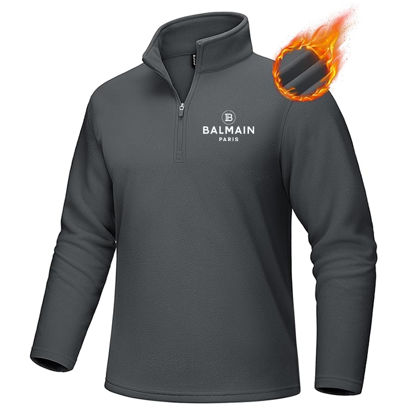 Men's Balmain Paris  MAGCOMSEN  Quarter-Zip Pullover Polar Fleece Sweatshirt Stand Collar Long Sleeve Shirt for Men Thermal Winter Fall