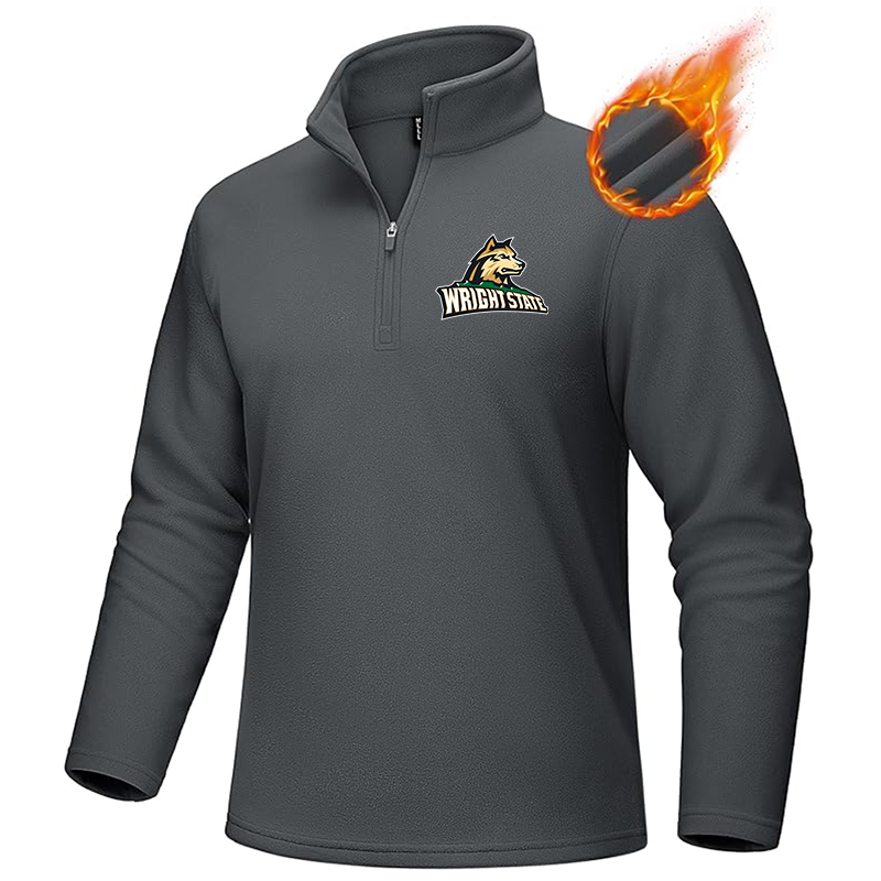 Men's Wright State Raiders MAGCOMSEN  Quarter-Zip Pullover Polar Fleece Sweatshirt Stand Collar Long Sleeve Shirt for Men Thermal Winter Fall