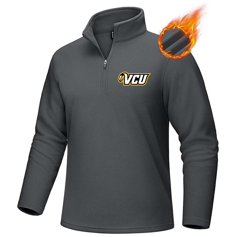 Men's Virginia Commonwealth Rams MAGCOMSEN  Quarter-Zip Pullover Polar Fleece Sweatshirt Stand Collar Long Sleeve Shirt for Men Thermal Winter Fall