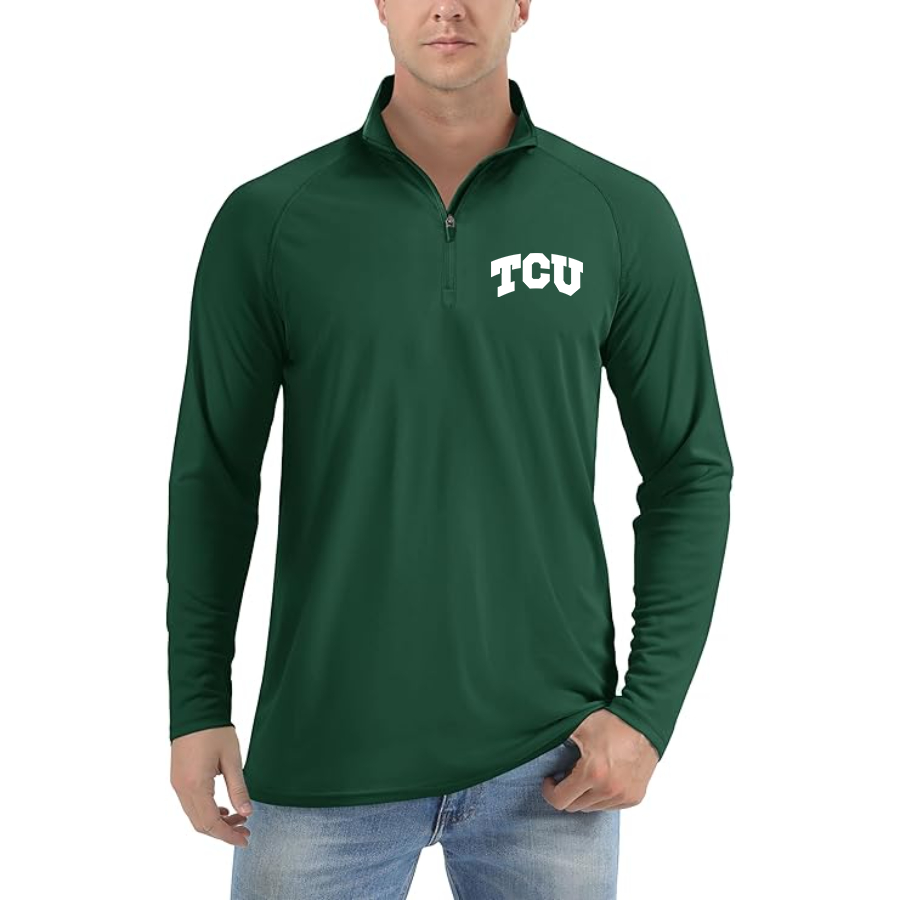 Men's TCU Horned Frogs Lightweight Quarter-Zip Athletic Shirt Long Sleeve Performance Wear