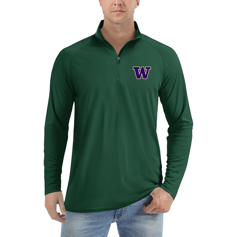 Men's Washington Huskies Lightweight Quarter-Zip Athletic Shirt Long Sleeve Performance Wear