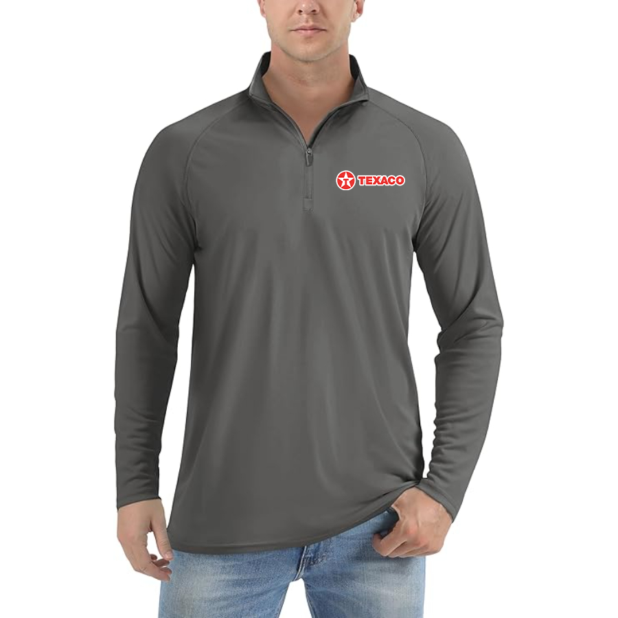 Men's Texaco Lightweight Quarter-Zip Athletic Shirt Long Sleeve Performance Wear