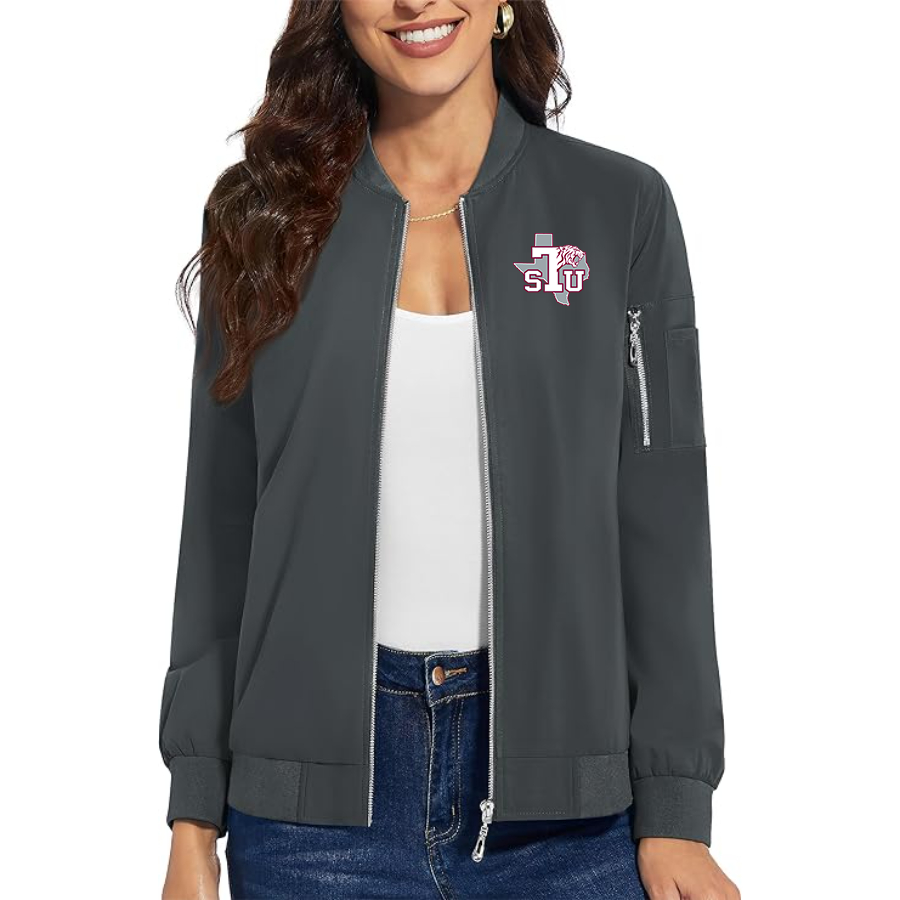 Women's Texas Southern Tigers Premium Bomber Jacket with Polished Detailing and Functional Sleeve Pocket Modern Luxury Outerwear