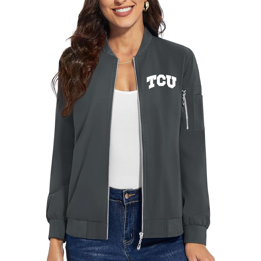 Women's TCU Horned Frogs Premium Bomber Jacket with Polished Detailing and Functional Sleeve Pocket Modern Luxury Outerwear