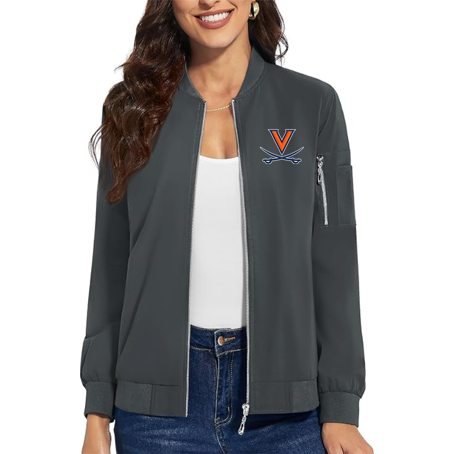 Women's Virginia Cavaliers Premium Bomber Jacket with Polished Detailing and Functional Sleeve Pocket Modern Luxury Outerwear