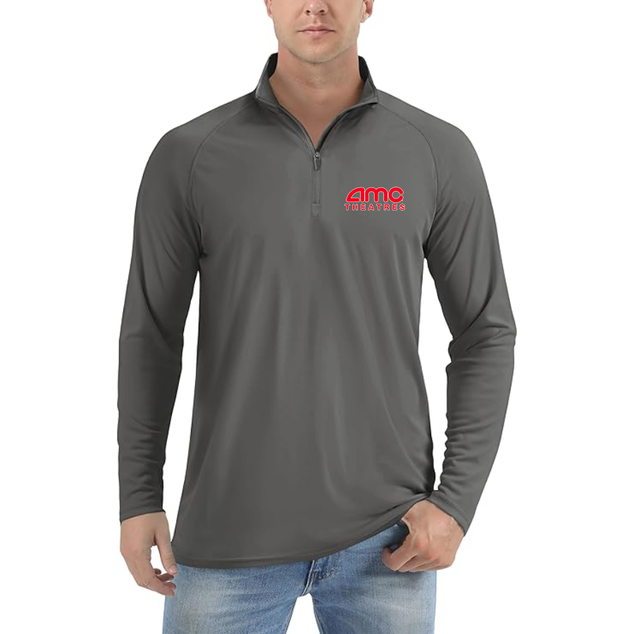 Men's Amc Theatres Lightweight Quarter-Zip Athletic Shirt Long Sleeve Performance Wear