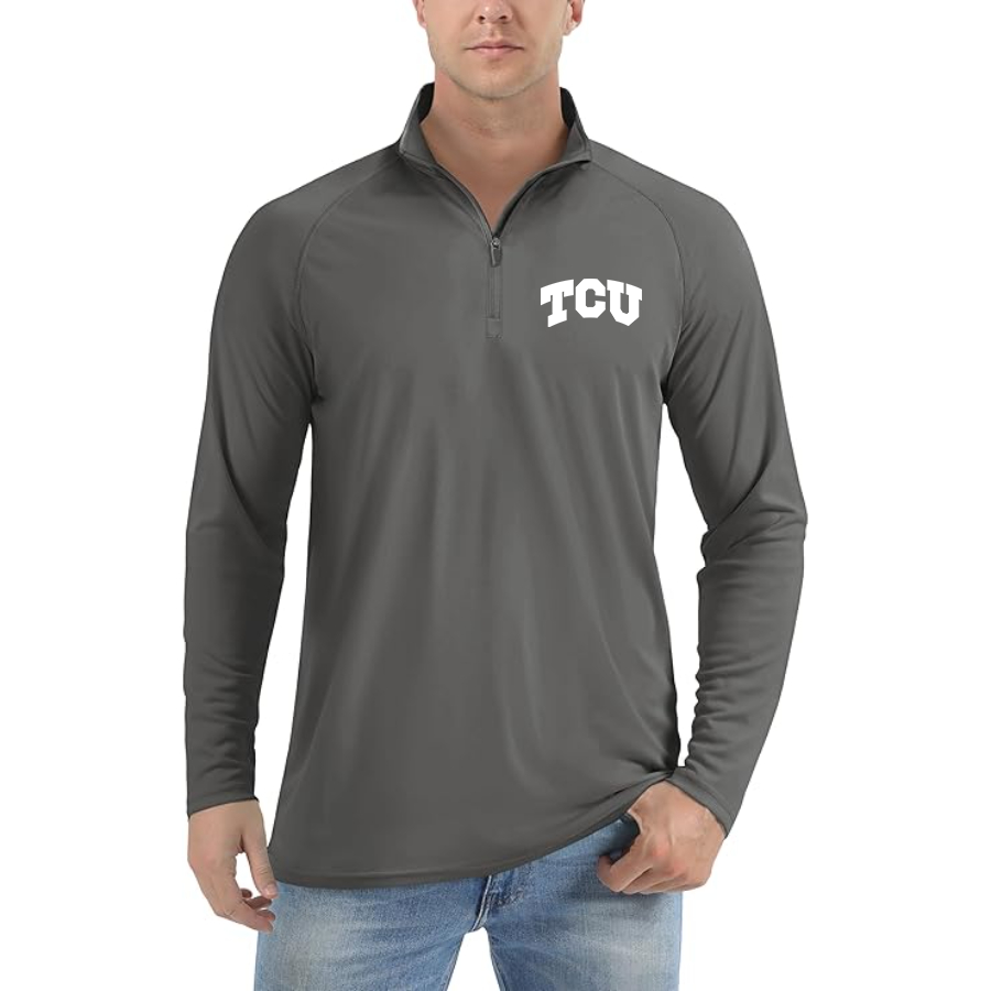 Men's TCU Horned Frogs Lightweight Quarter-Zip Athletic Shirt Long Sleeve Performance Wear