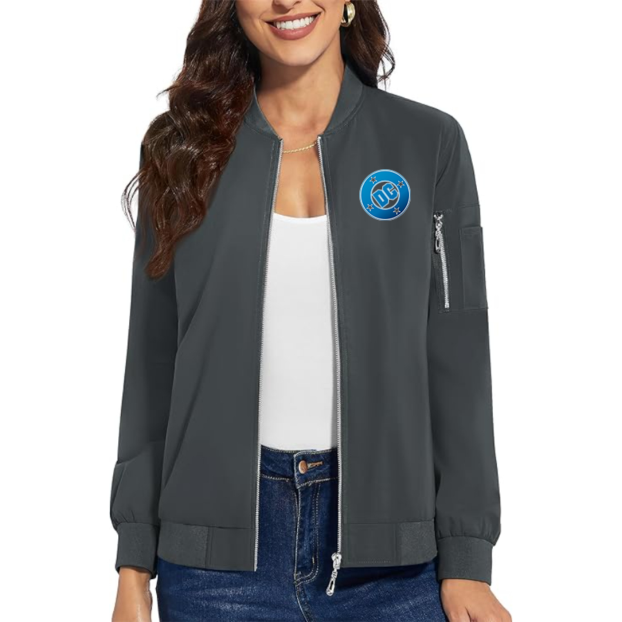 Women's DC Comics  Premium Bomber Jacket with Polished Detailing and Functional Sleeve Pocket Modern Luxury Outerwear