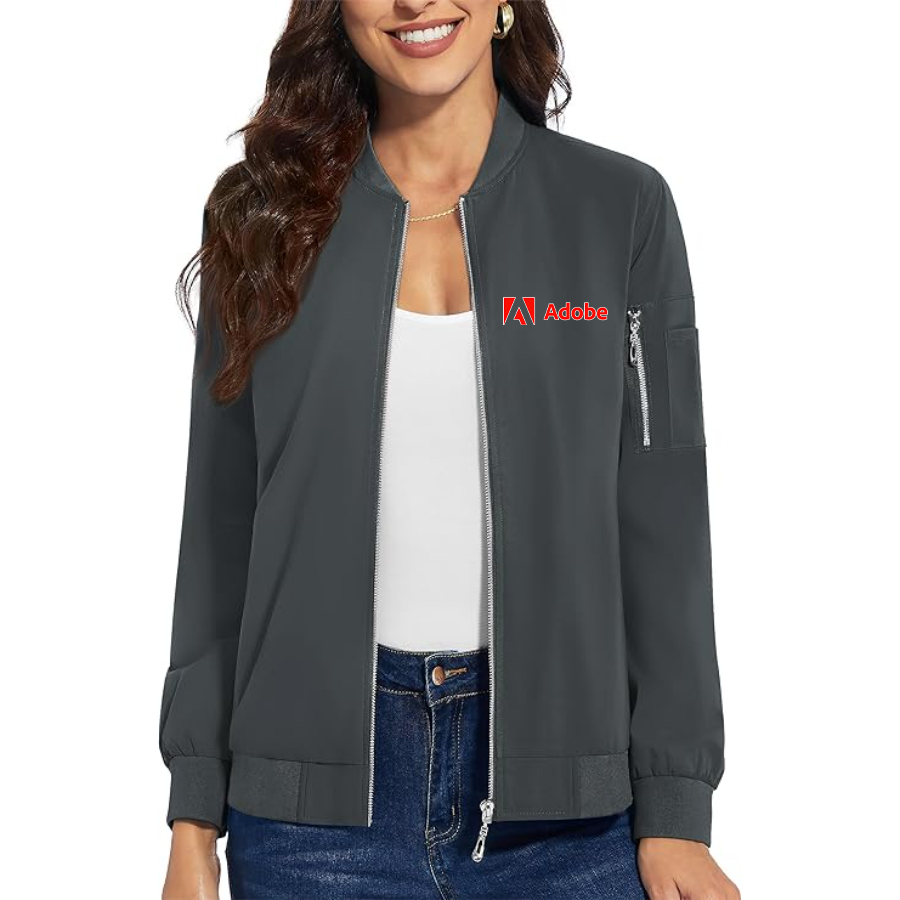 Women's Adobe Corporate Premium Bomber Jacket with Polished Detailing and Functional Sleeve Pocket Modern Luxury Outerwear