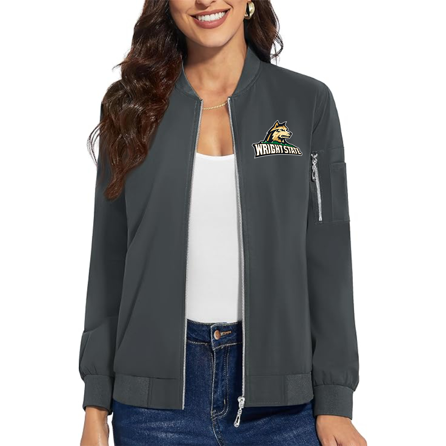 Women's Wright State Raiders  Premium Bomber Jacket with Polished Detailing and Functional Sleeve Pocket Modern Luxury Outerwear